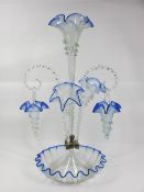 EPERGNE - blue and clear glass with hanging baskets, 55cms tall