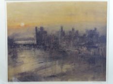 WILLIAM SELWYN limited edition print 266/500 - sun over Caernarfon, signed in full, 47 x 51cms