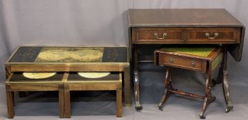 REPRODUCTION FURNITURE PARCEL, 5 ITEMS to include a crossbanded mahogany sofa table, twin-flap