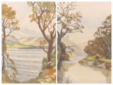 ALFRED G BURR engravings (2) - 'Menai Straits' and 'Llyn Peris', signed in pencil and blind stamped,