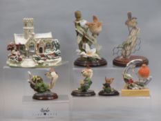 BORDER FINE ARTS RB9 WREN ON A POST, 16cms tall, also, Country Artist and Chilton similar pieces (6)