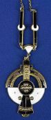 NORWEGIAN BLACK & WHITE ENAMEL ON 925 SILVER PENDANT by Nils Erik Elvik together with an
