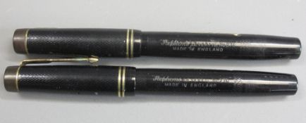 BLACK STEPHENS LEVERFILL NO 270 FOUNTAIN PENS (2) -1940s, with gold plated trim and original 14ct