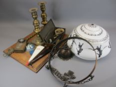 SHAW'S VINTAGE CYCLE LAMP, registration number 479245, vintage glass lampshade, brass