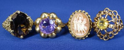 9CT GOLD DRESS RINGS (4) - 19grms