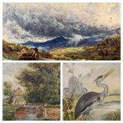 19TH CENTURY oils on board (3) - 1. Moody mountainous landscape, 19 x 23cms, 2. The Lock Gates, 21 x