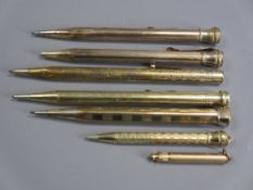 ROLLED GOLD OR YELLOW METAL MECHANICAL PENCILS (7) - Early 20th century: 1. 