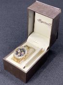 INGERSOLL GEMS GOLD PLATED QUARTZ GENTLEMAN'S WRISTWATCH with sapphire bezel, boxed with paperwork