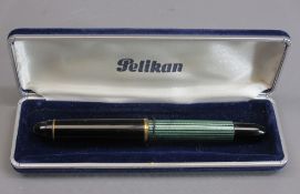 PELIKAN 140 FOUNTAIN PEN, VINTAGE (1950s - mid 60s) - black and green stripe with piston filler,