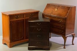 REPRODUCTION FURNITURE PARCEL (3) to include a crossbanded yew wood fall front bureau having an