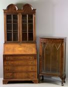 REPRODUCTION BUREAU BOOKCASE/MARRIAGE having a twin double top over twin glazed doors with