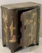 JAPANESE LACQUERWORK & METAL MOUNTED COCKTAIL CABINET (restoration required) having five various