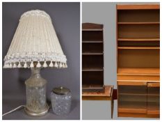 FURNITURE ASSORTMENT - teak effect bookcase cabinet, 180cms H, 94cms W, 41cms D, waterfall five