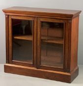 VICTORIAN MAHOGANY BOOKCASE with twin glazed doors and single interior shelf, on a plinth base,