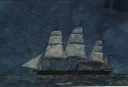 ELFYN ROBERTS watercolour - titled 'Royal Charter' initialled and with blind stamp to mount, 23 x