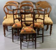 MIXED VICTORIAN & LATER CHAIR PARCEL (4 + 2 + 3) to include four Victorian balloon backs with