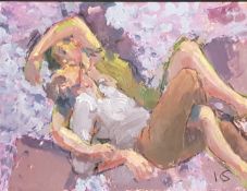 KEVIN SINNOTT oil on linen - entitled 'Pebbles', 41 x 51cms, framed in black and gold