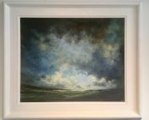 HUW RICHARDS EVANS oil on canvas - entitled 'Light of my Life 2', 60 x 60cms, framed in white