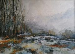 NICHOLAS WARD oil on board - entitled 'The Woodland Clearing, Brecon', 30 x 40cms