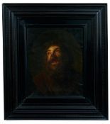 Kopf eines bärtigen Mannes mit erschrockenem Blick