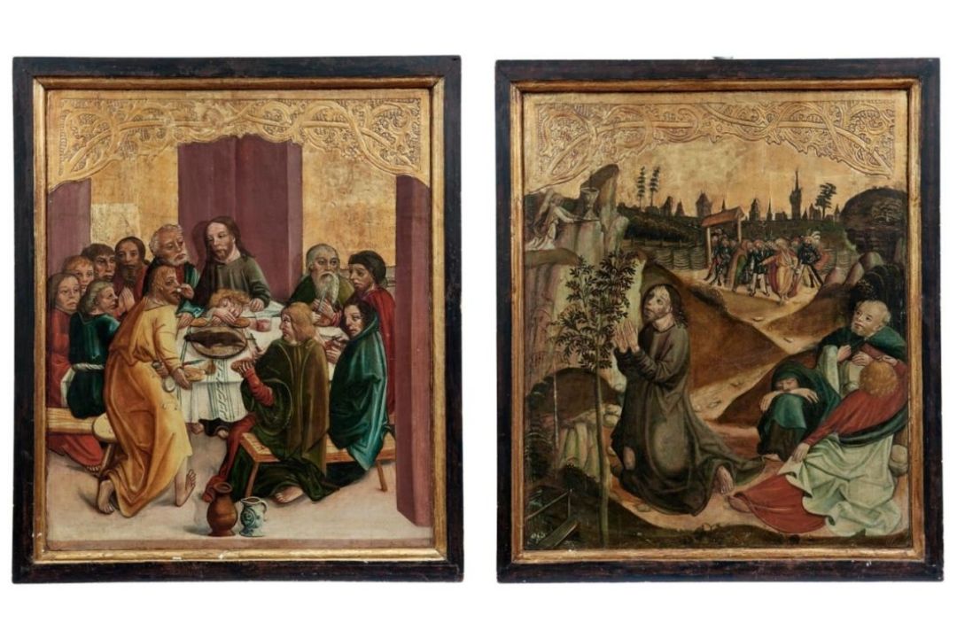 Zwei gotische Tafelbilder mit Szenen aus der Passion Christi - Bild 1 aus 4