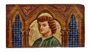 Tafel eines Deckengemäldes mit Büste eines Jünglings unter Arkaden