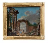 Vornehme Gesellschaft in Ruinenlandschaft