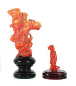 2 Korallenschnitzereien China, um