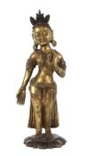 Stehende Weiße Tara 20. Jh., Gelbguss,