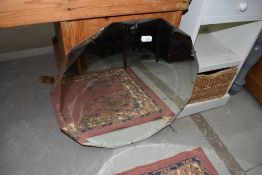 A vintage frameless wall mirror, width approx. Width 60cm