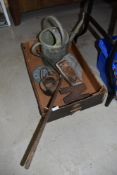 A selection of hardware including Wolseley electric fence unit and glue pot