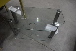 A glass TV stand