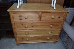 A modern natural pine chest of two over three drawers, width approx. 107cm