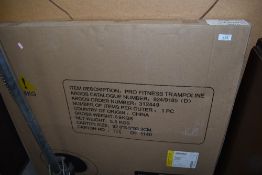 A boxed pro fitness trampoline