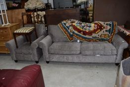 A modern settee and chair, Laura Ashley, pebble colour, very clean, settee width approx. 190cm ,