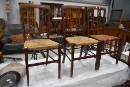 Three matching Edwardian mahogany and inlaid bedroom chairs, probably Maple & Co, with a variety