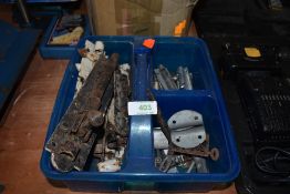 A selection of hardware fitments and plumbing parts including push fit joints