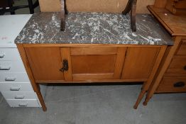 A Victorian stained frame wash stand having marble top, approx. 88 x 41cm