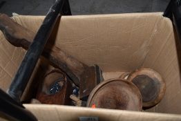 A selection of treen wood bowls and similar decorations