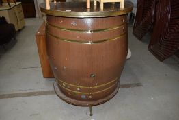 A vintage and kitsch style formica bar, of barrel form, height approx. 105cm, labelled 'Barget