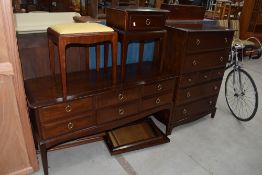 A stag chest of two over three over two drawers, width approx. 82cm, height 112cm, a stag dressing
