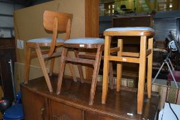 Three vintage kitchen stools