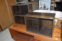 Three small oak bookcases, similar to stacking style, dimensions approx. 55x20x20cm (2)