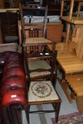 Three Victorian bedroom chairs