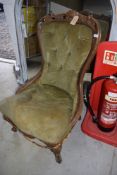 A Victorian low seat nursing chair, restoration project