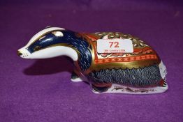 A Royal Crown Derby paperweight Moonlight Badger with gold stopper