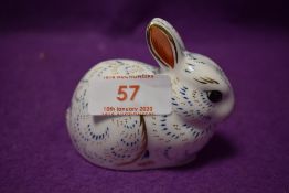 A Royal Crown Derby paperweights Bunny, with gold stoppers