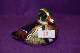 A Royal Crown Derby paperweight Carolina Duck with gold stopper