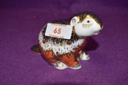 A Royal Crown Derby paperweight Riverbank Beaver with gold stopper and certificate