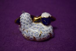 A Royal Crown Derby paperweight Two Lambs with gold stopper